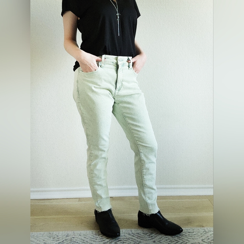 Pale Green High Rise Skinny Jeans
